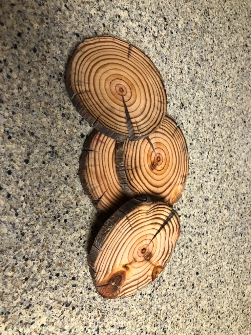 Rustic reclaimed wood coasters.